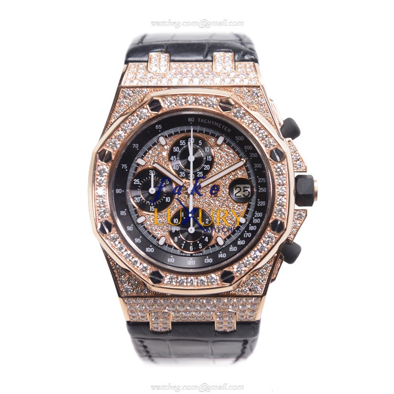 26067OR.ZZ.D002CR.01 - Audemars Piguet Royal Oak Replica Watch - 42mm Rose Gold & Diamonds Automatic - Image 2