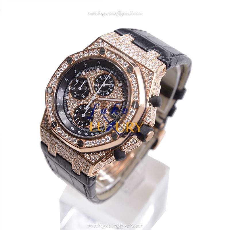 26067OR.ZZ.D002CR.01 - Audemars Piguet Royal Oak Replica Watch - 42mm Rose Gold & Diamonds Automatic - Image 3