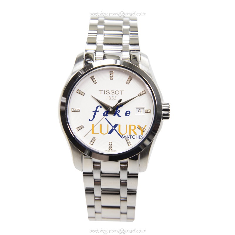 Tissot T035.210.11.016.00 Replica Watch, Quartz, White Dial, Silver Stainless Steel Strap, 32mm - Image 2