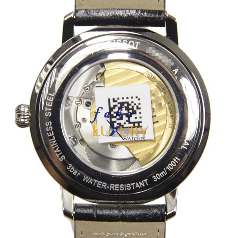T045.407.16.053.00 - Tissot T-Classic Replica Watch - Automatic - Black Dial - Leather Strap - Image 3