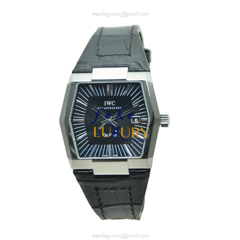 IWC IW546101 DA VINCI Automatic Steel Black Dial Alligator Replica Watch - Image 3
