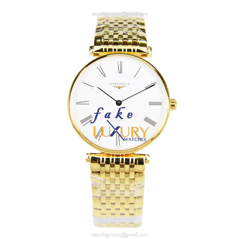 Longines L4.708.2.11.8 LA GRANDE Automatic PVD Gold Replica Watch, White Dial, Gold Strap - Image 2