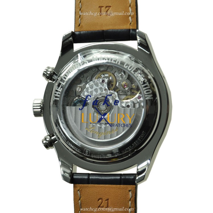 Longines L2.759.4.51.7 Master Automatic Replica Watch Black Dial Steel Case Leather Strap - Image 3