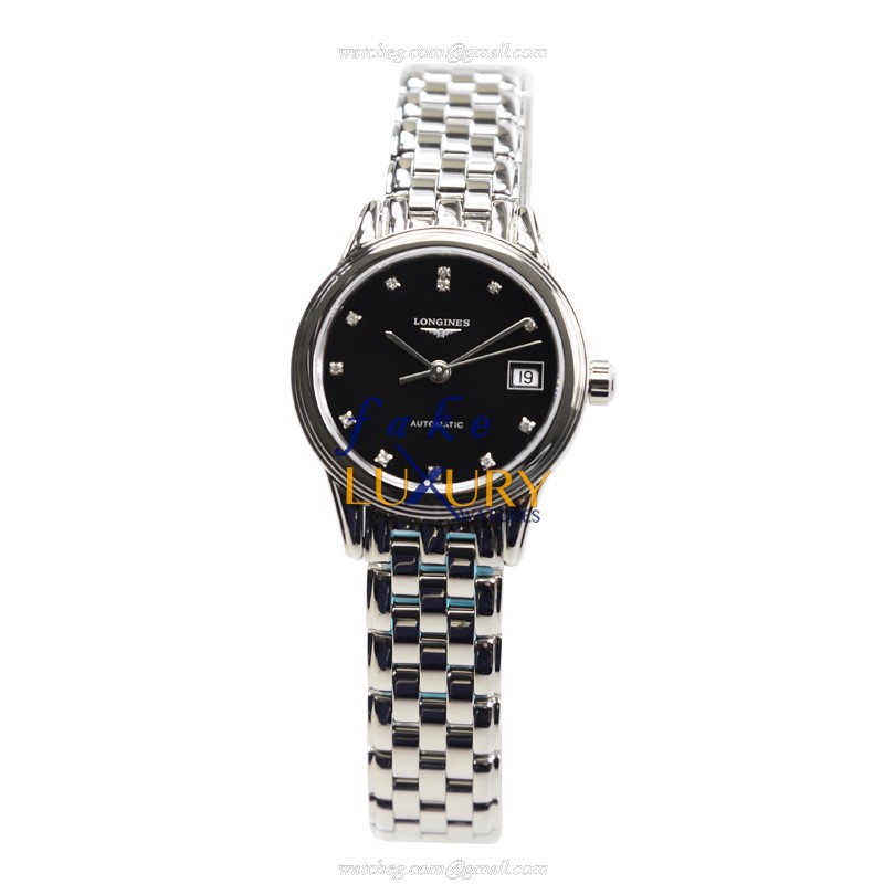 Longines FLAGSHIP L4.274.4.57.6 Automatic Stainless Steel Black Dial Silver Bracelet Replica Watch - Image 2