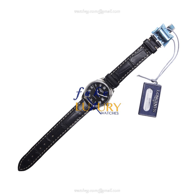Longines L2.257.4.51.7 Master Replica Watch, Black Dial, Steel Case, Alligator Strap - Image 2