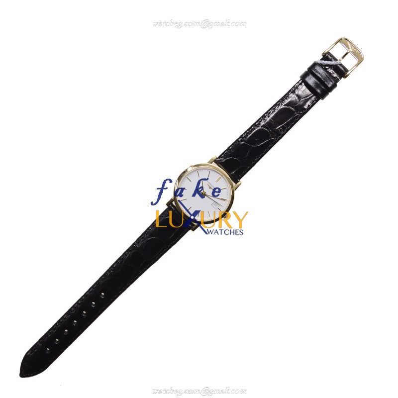 L4.279.6.12.0 - Longines Presence Replica Watch Quartz 18kt Yellow Gold White Dial Black Alligator - Image 2