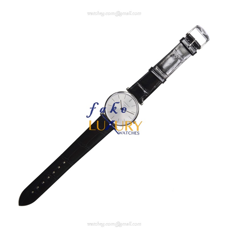 Longines La Grande L4.512.4.72.2 Quartz Stainless Steel Silver Dial Alligator Strap Replica Watch - Image 2