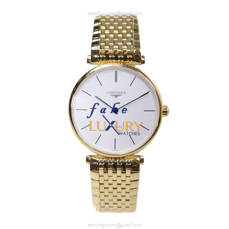 Longines L4.708.2.12.8 La Grande Automatic Replica Watch, 18kt Yellow Gold Case, White Dial - Image 2