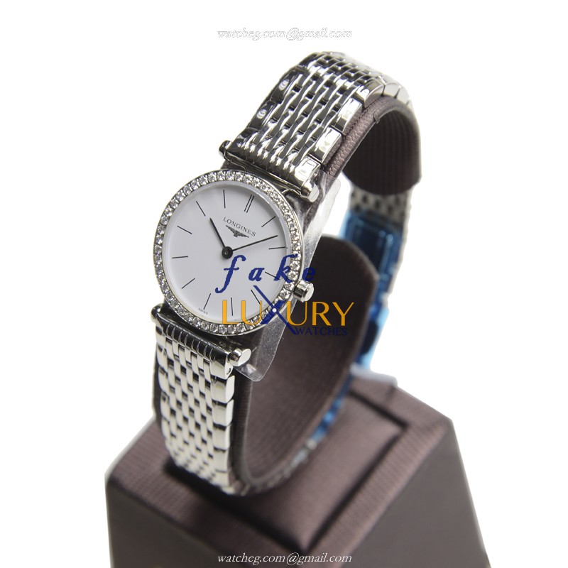 Longines L4.241.0.12.6 La Grande Replica Watch, White Dial, Steel & Diamonds Case - Image 3