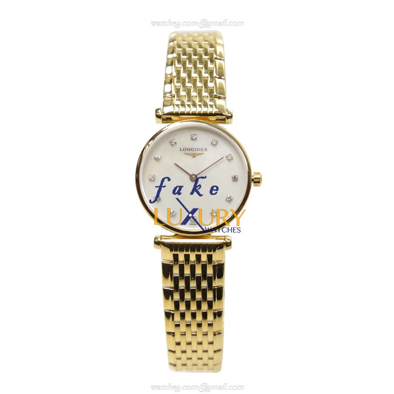 Longines L4.209.2.87.8 Quartz PVD Gold Replica Watch - White Dial - 24mm Case - Gold Strap - Image 2
