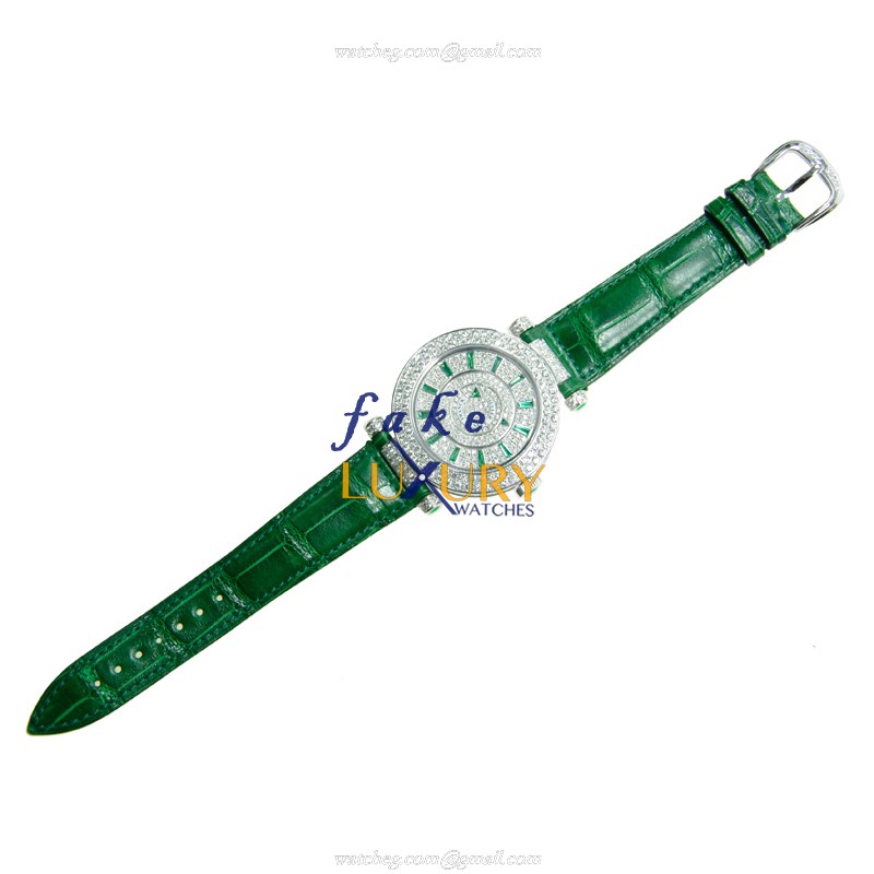 Franck Muller DM 42 D 2R CD OG Automatic 18kt White Gold Diamond Green Alligator Replica Watch - Image 2