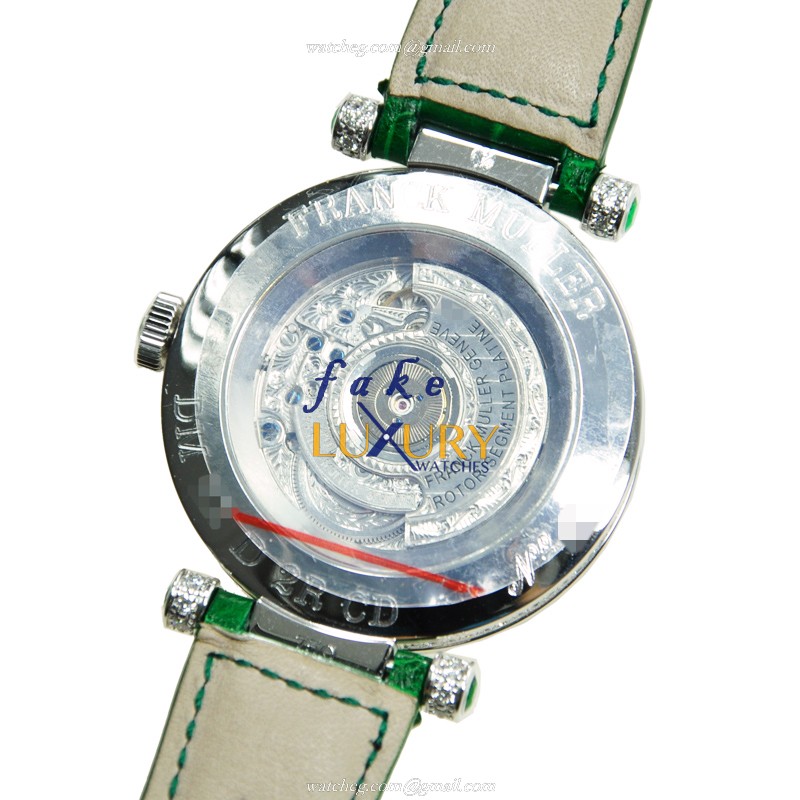 Franck Muller DM 42 D 2R CD OG Automatic 18kt White Gold Diamond Green Alligator Replica Watch - Image 3