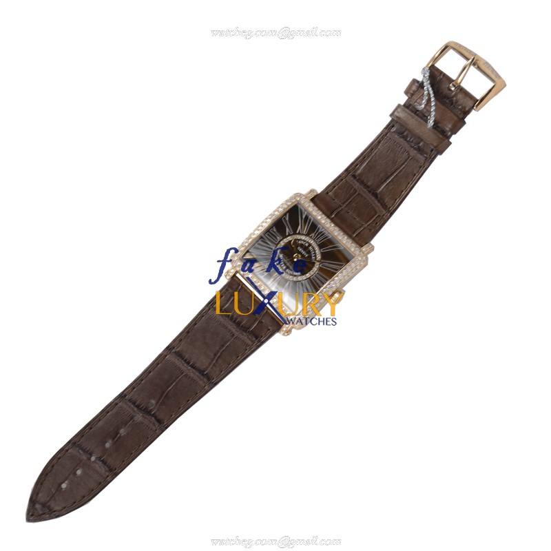 6002MQZRDCD1RREL5N - Franck Muller Master Square Replica Watch - Quartz - 18kt Rose Gold & Diamonds - Image 2