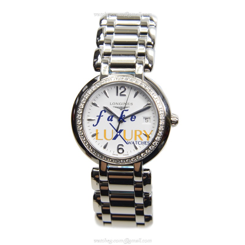 Longines L8.112.0.16.6 PRIMA LUNA Quartz Stainless Steel & Diamonds Replica Watch, White Dial - Image 2