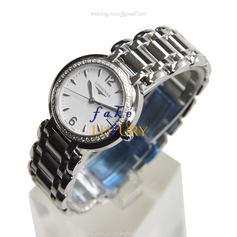 Longines L8.112.0.16.6 PRIMA LUNA Quartz Stainless Steel & Diamonds Replica Watch, White Dial - Image 3