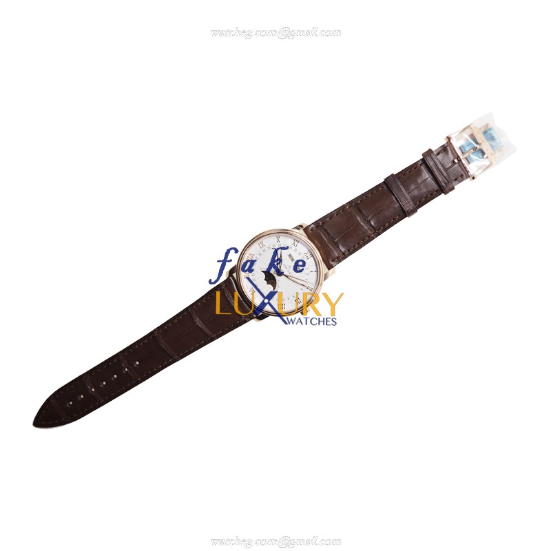 Blancpain Villeret 6664-3642-55B Automatic 18kt Rose Gold Silver Dial Brown Alligator Strap Replica - Image 2