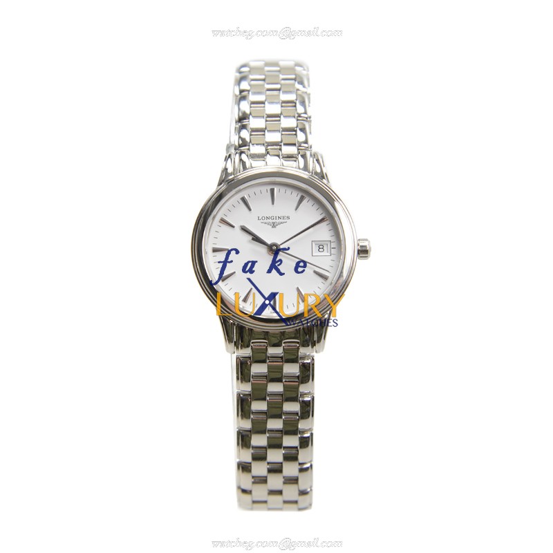 Longines L4.216.4.12.6 Flagship Replica Watch, Quartz, White Dial, Steel Bracelet, 25mm - Image 2