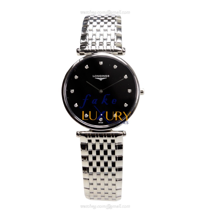 Longines L4.709.4.58.6 La Grande Quartz Stainless Steel Black Dial Watch - Image 2