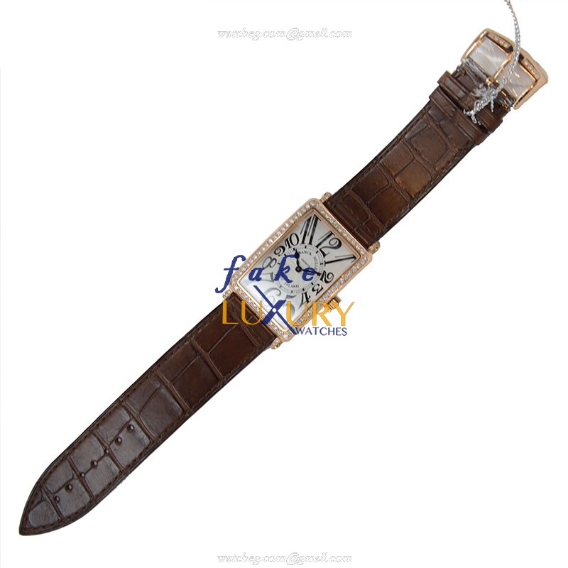 Franck Muller 1002 QZ D 1R 5N LONG ISLAND Quartz 18kt Rose Gold Replica Watch, Swiss Clone, Silver - Image 2