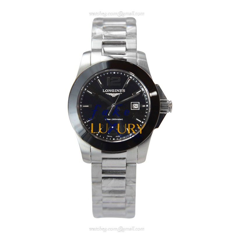 Longines Conquest - L3.257.4.56.6 - Replica Watch - Quartz Movement - Stainless Steel Case - Black - Image 2
