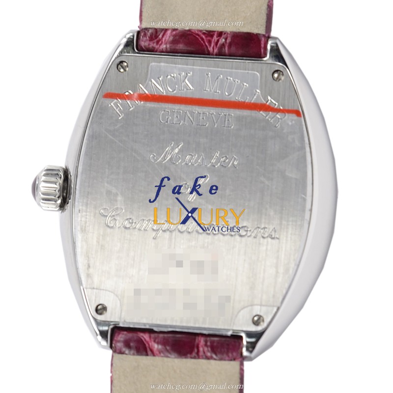 Franck Muller 5002 L QZ AC HEART Quartz Stainless Steel Replica Watch, Silver Dial, Red Alligator - Image 3