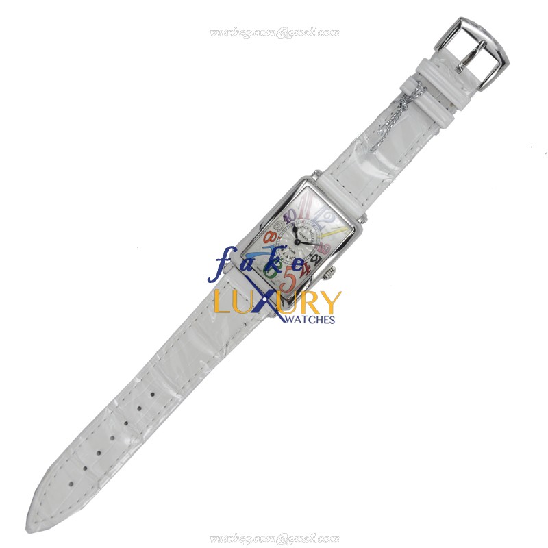 Franck Muller 952QZCOLDRAC LONG ISLAND Quartz Stainless Steel Replica Watch - White Alligator Strap - Image 2
