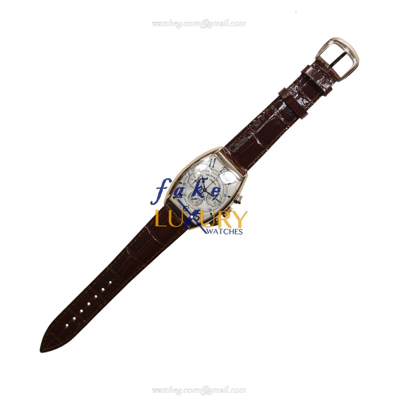 Franck Muller 6850 CC AT 5N CINTREE CURVEX Automatic 18kt Rose Gold - Silver Dial - Alligator Brown - Image 2