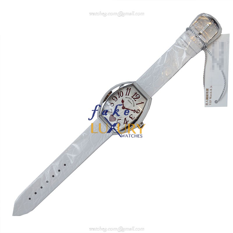 Franck Muller 5002 M QZ 6H AC Replica Watch Quartz Movement Silver Dial White Alligator Strap Steel - Image 2