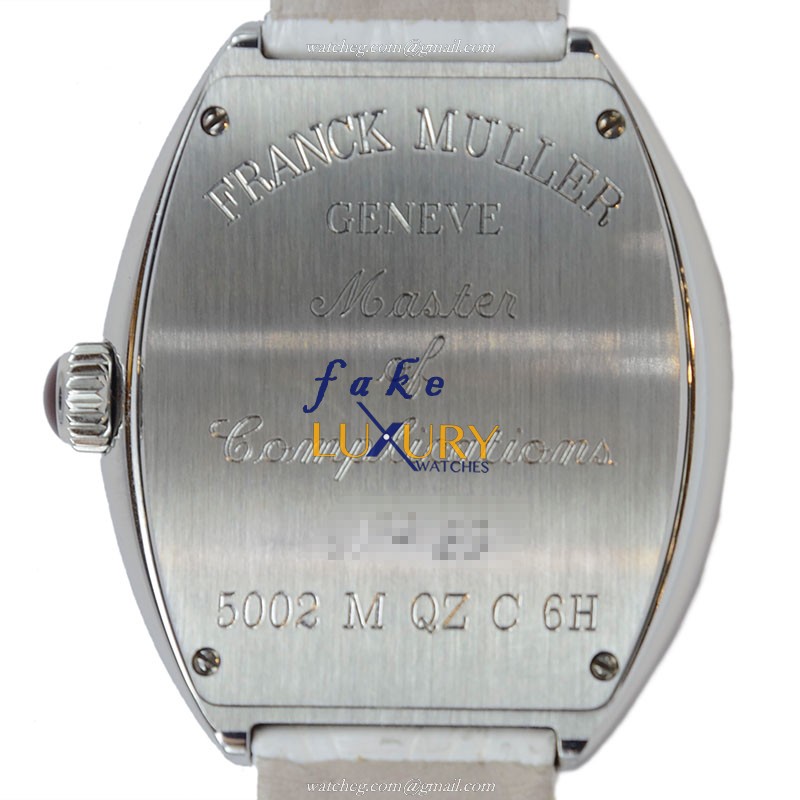Franck Muller 5002 M QZ 6H AC Replica Watch Quartz Movement Silver Dial White Alligator Strap Steel - Image 3