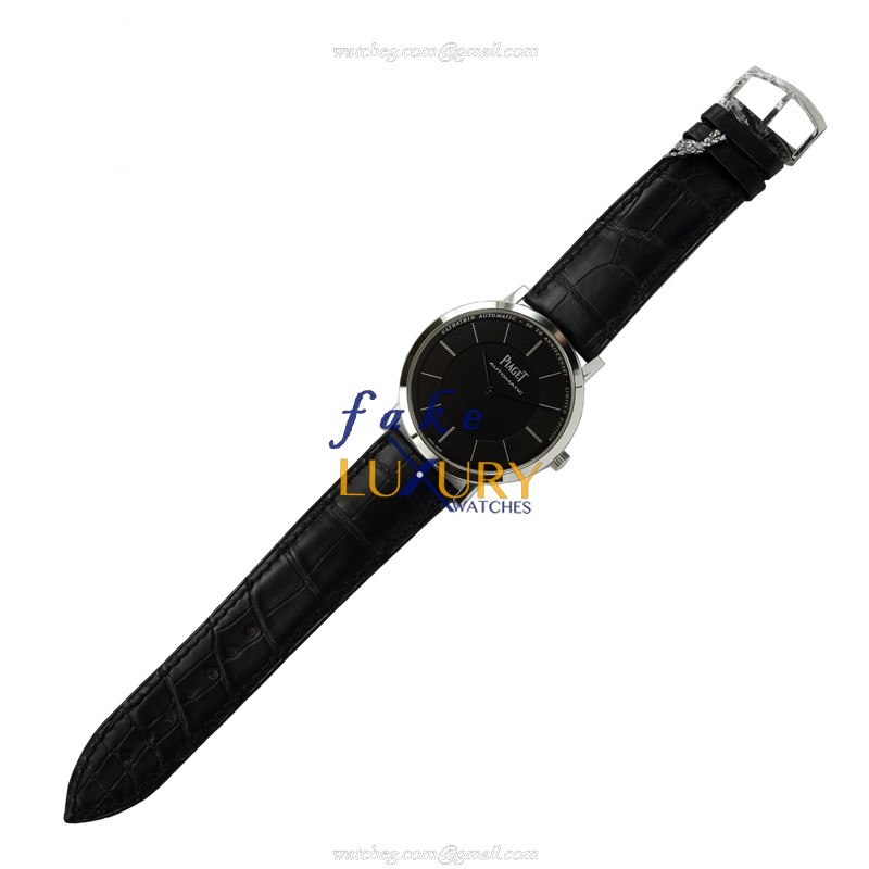 Piaget G0A35133 Replica Watch, Altiplano Automatic, Black Dial, 18kt White Gold Case, Alligator - Image 2