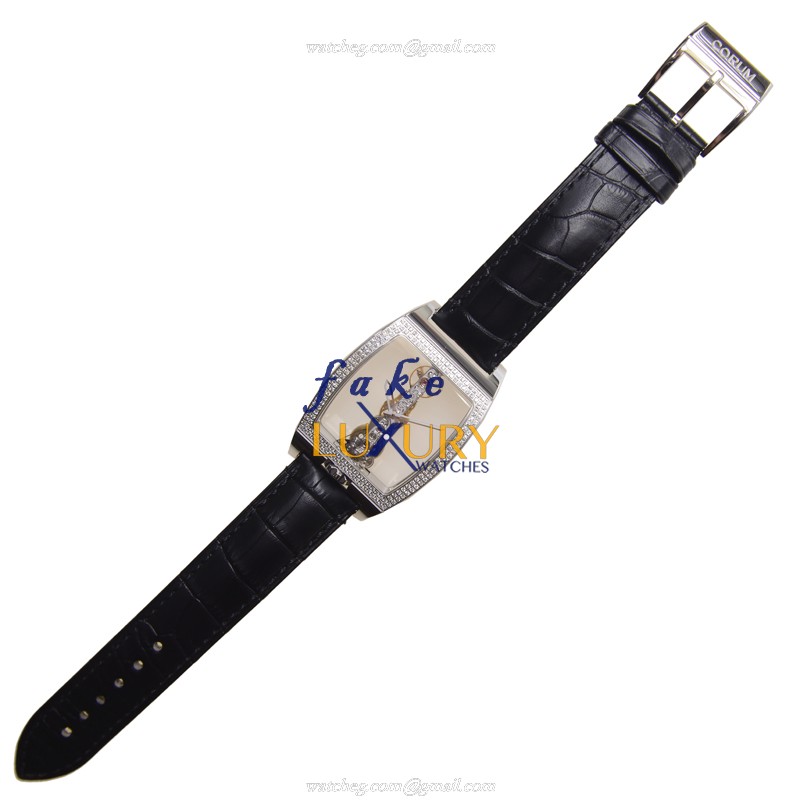 Corum 113.161.69-0001 0000 BRIDGE Replica Watch Manual Wind 18kt White Gold Diamond Black Alligator - Image 2