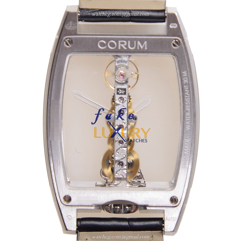 Corum 113.161.69-0001 0000 BRIDGE Replica Watch Manual Wind 18kt White Gold Diamond Black Alligator - Image 3
