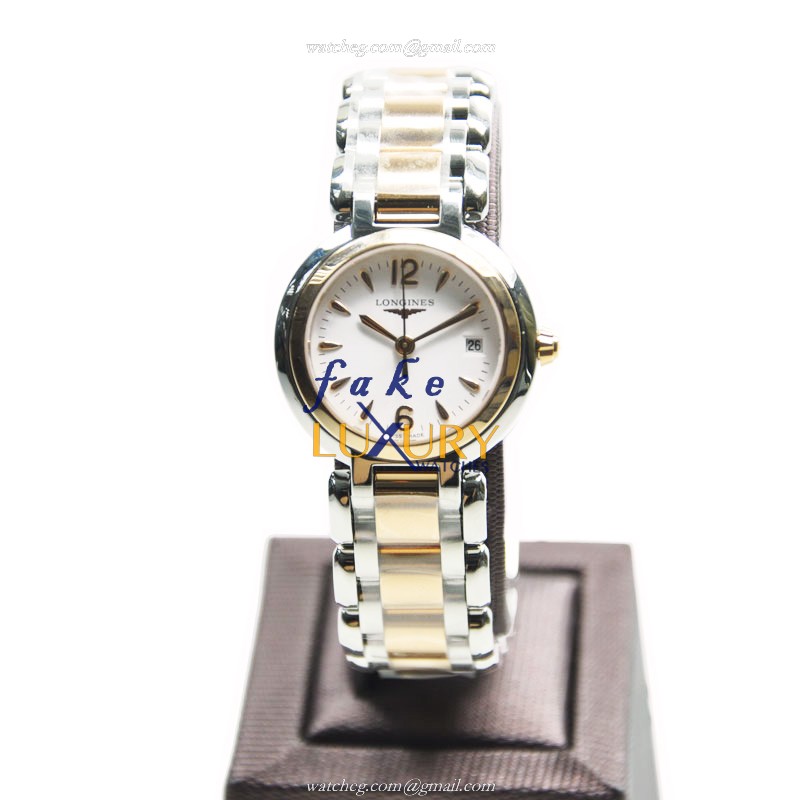 Longines L8.110.5.16.6 Prima Luna Replica Watch 26.5mm White Dial Rose Gold & Steel - Image 2