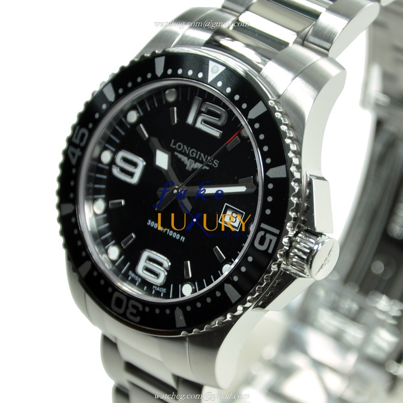 Longines L3.640.4.56.6 Conquest Quartz Black Dial Stainless Steel Replica Watch - Image 3