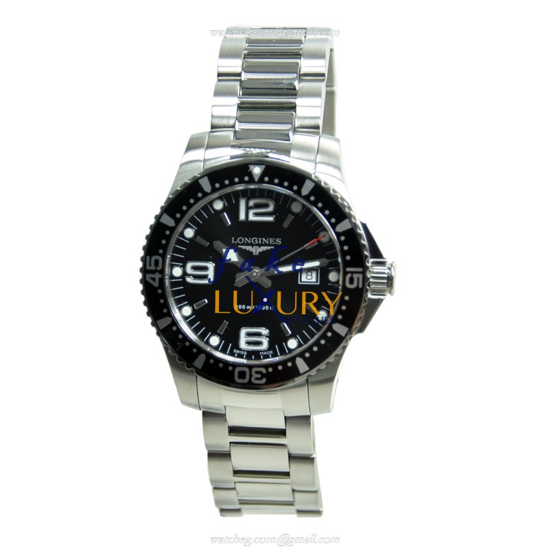 Longines L3.640.4.56.6 Conquest Quartz Black Dial Stainless Steel Replica Watch - Image 2