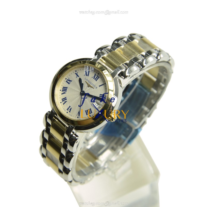 Longines L8.112.5.91.6 Prima Luna Replica Watch, Quartz Movement, 18kt Gold & Steel Case, Silver - Image 3