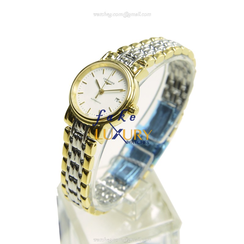 Longines PRESENCE L4.321.2.18.7 Automatic PVD Gold White Dial Silver Strap Replica Watch - Image 3