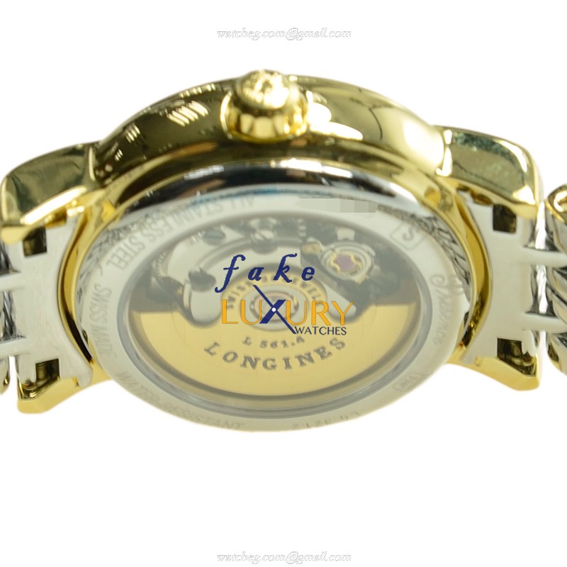 Longines PRESENCE L4.321.2.18.7 Automatic PVD Gold White Dial Silver Strap Replica Watch - Image 4