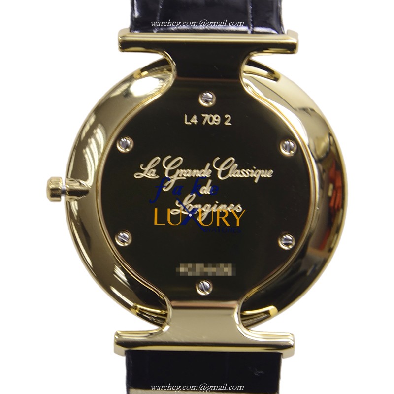 Longines L4.709.2.41.2 La Grande Replica Watch, Gold Dial, PVD Gold Case, Black Leather Strap - Image 3