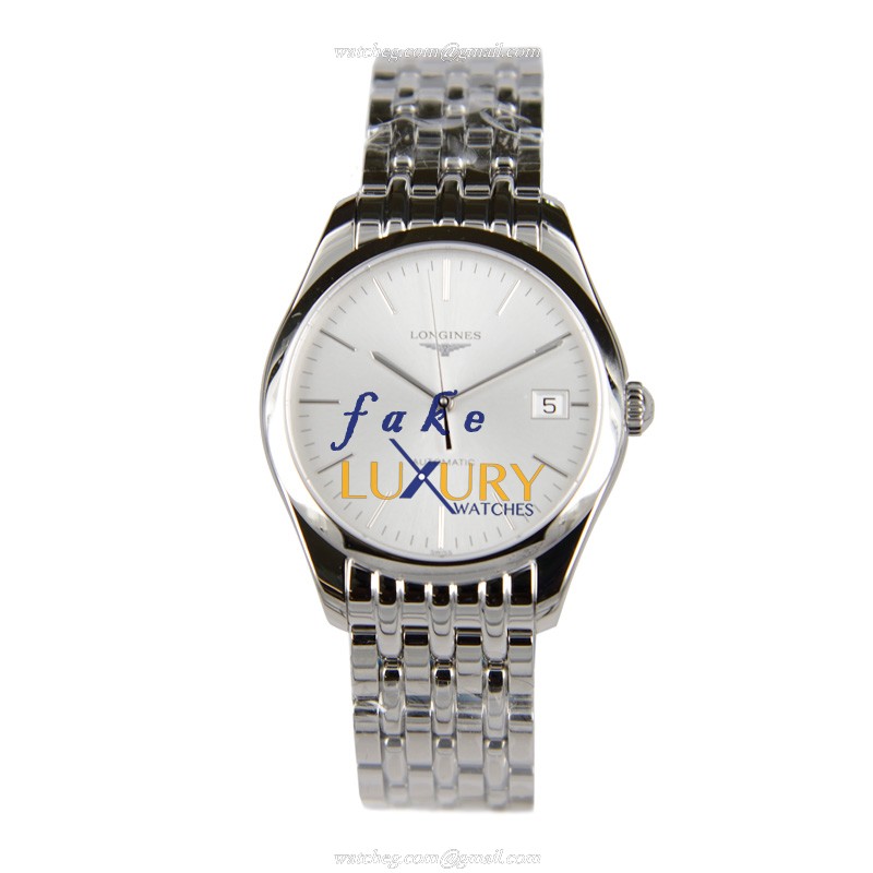 Longines L4.898.4.72.6 Elegant Series Replica Watch, Silver Dial, Gold Steel Bracelet, Automatic - Image 2