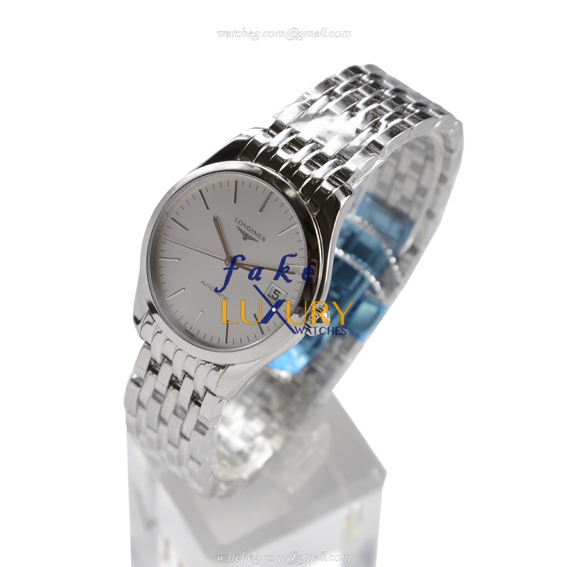 Longines L4.898.4.72.6 Elegant Series Replica Watch, Silver Dial, Gold Steel Bracelet, Automatic - Image 3