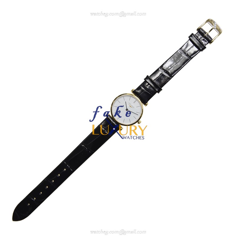 Longines L4.209.2.12.2 La Grande Replica Watch, Quartz, White Dial, PVD Gold Case, Alligator Strap - Image 2