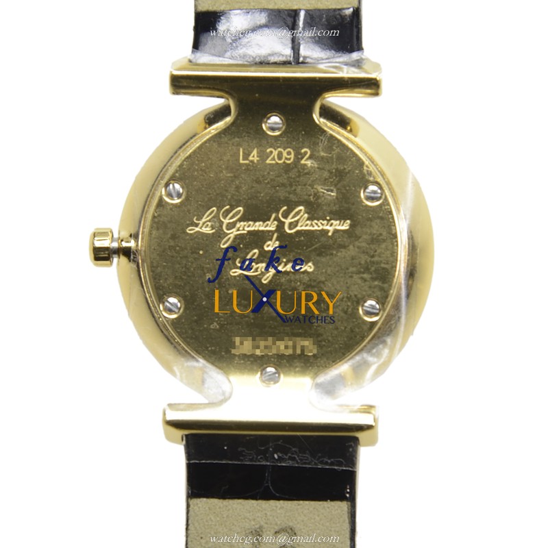 Longines L4.209.2.12.2 La Grande Replica Watch, Quartz, White Dial, PVD Gold Case, Alligator Strap - Image 3