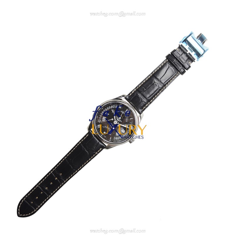 Longines L2.739.4.51.7 MASTER Replica Watch, Automatic, Black Dial, Steel Case, Alligator Strap - Image 2