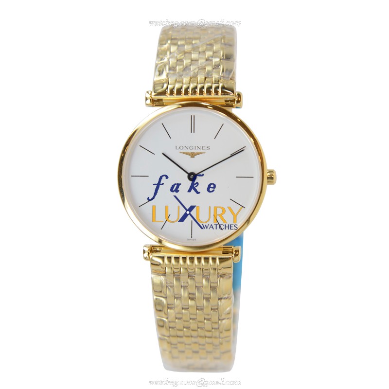 Longines L4.512.2.12.8 La Grande Replica Watch Quartz Movement White Dial PVD Gold Case - Image 2