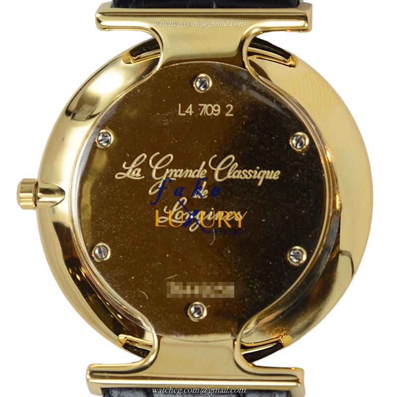 Longines L4.709.2.42.2 La Grande Replica Watch, Quartz, PVD Gold Case, Gold Dial, Black Leather - Image 3