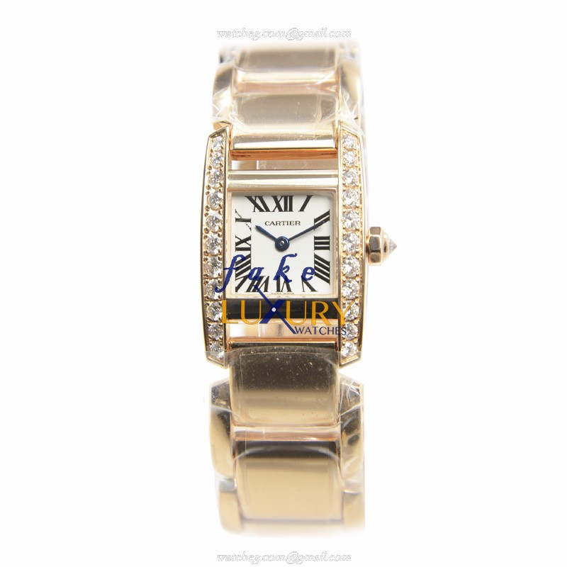 Cartier TANK WE70028H Quartz 18kt Rose Gold Diamonds Silvery Dial Replica Watch - Image 2