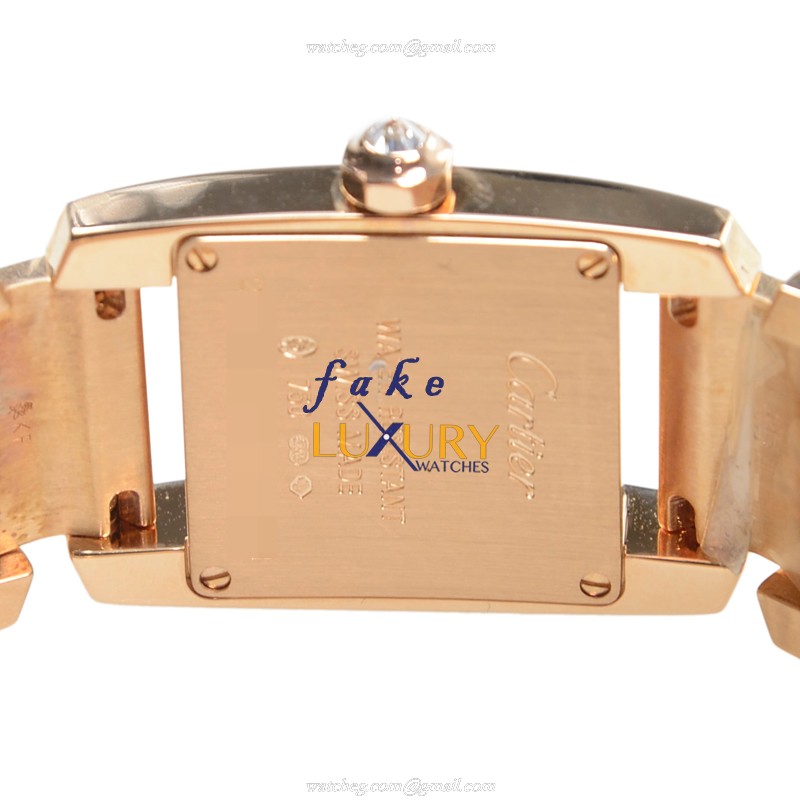 Cartier TANK WE70028H Quartz 18kt Rose Gold Diamonds Silvery Dial Replica Watch - Image 4