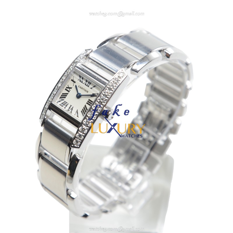 Cartier WE70039H Replica Watch, Tank Quartz, White Dial, 18kt White Gold & Diamond Case - Image 3