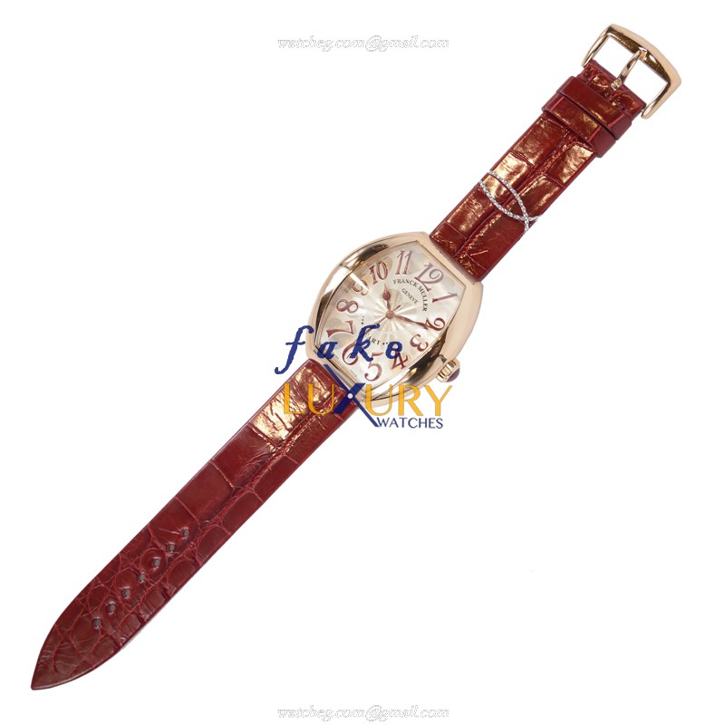 Franck Muller 5000HSC5N Master Of Complication Auto 18kt Rose Gold Case Silver Dial Alligator Red - Image 2